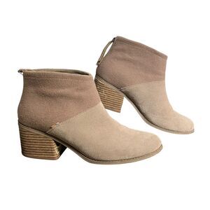 TOMS Boots Womens Size 10 Suede Block Heel Ankle Booties Zipper Casual Shoes